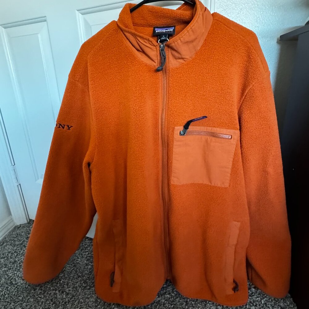Men's Burnt Orange Patagonia Fleece Zip-Up